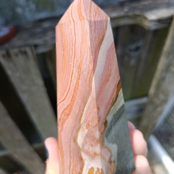 Pink Polychrome Jasper Stone Tower, Dessert Jasper Rock Polished specimen Crysta - Picture 3 of 7